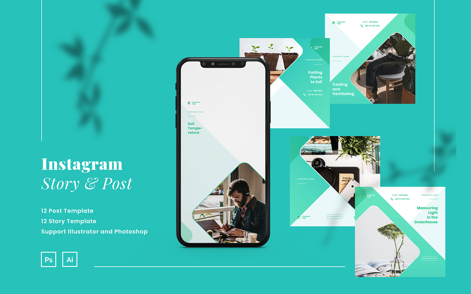 Elegant Corporate Instagram Post & Story Template for Social Media