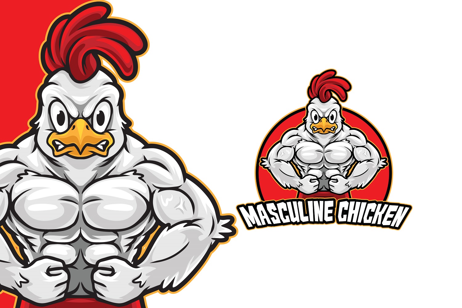 Masculine Chicken Logo Template