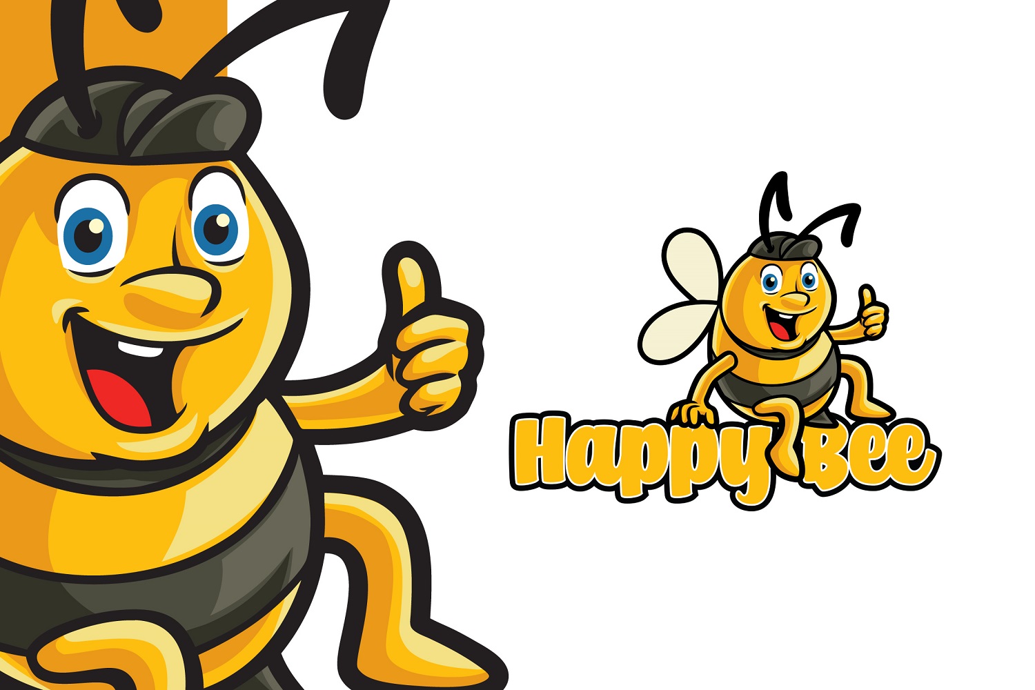 Happy Bee Logo Template