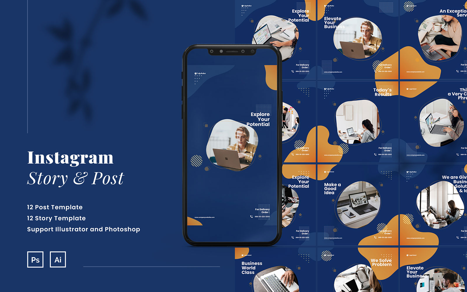 Elegant Company Puzzle Instagram Post & Story Social Media Template