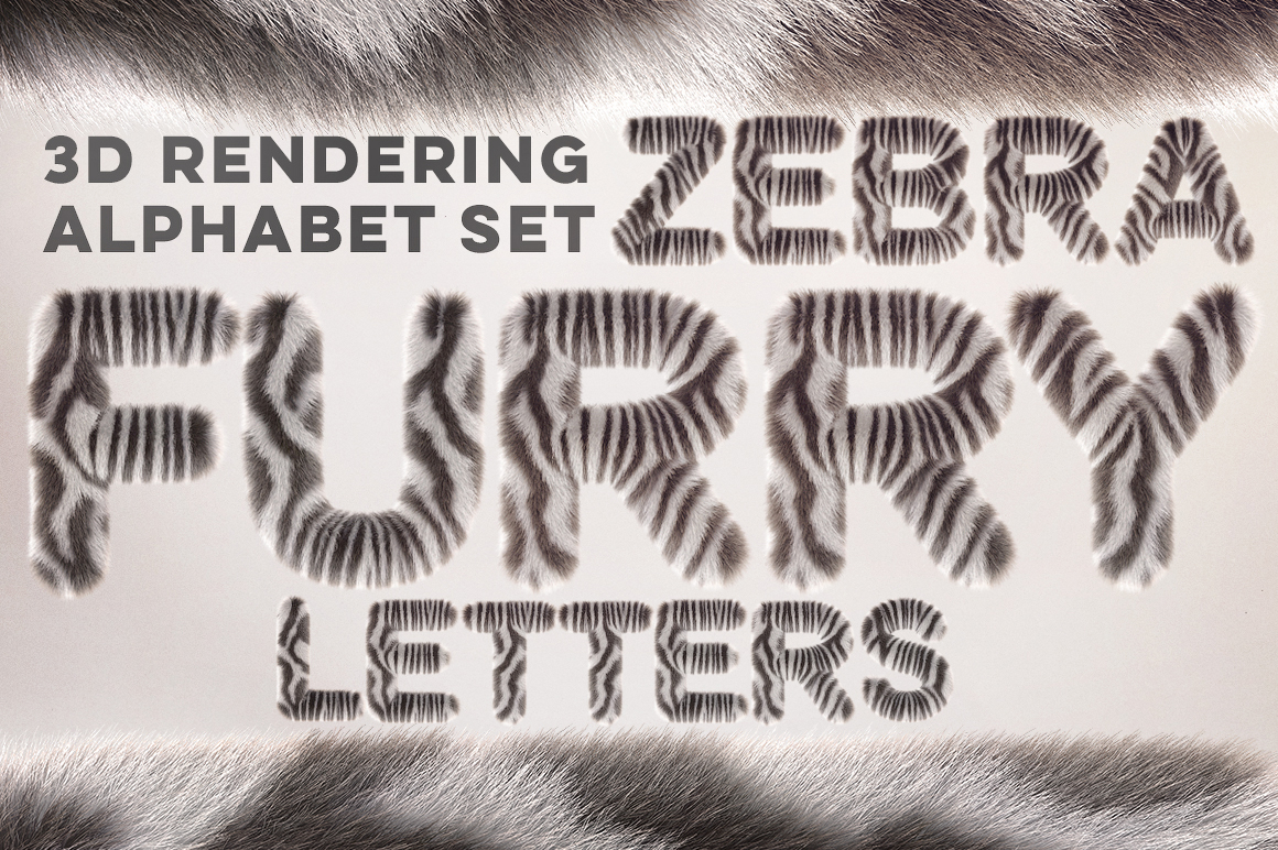 3D Zebra Furry Letters Pack - Illustration