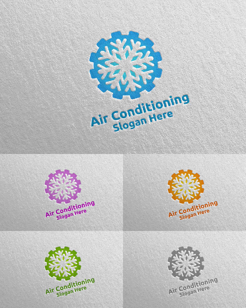 Fix Snow Air Conditioning and Heating Services 33 Logo Template