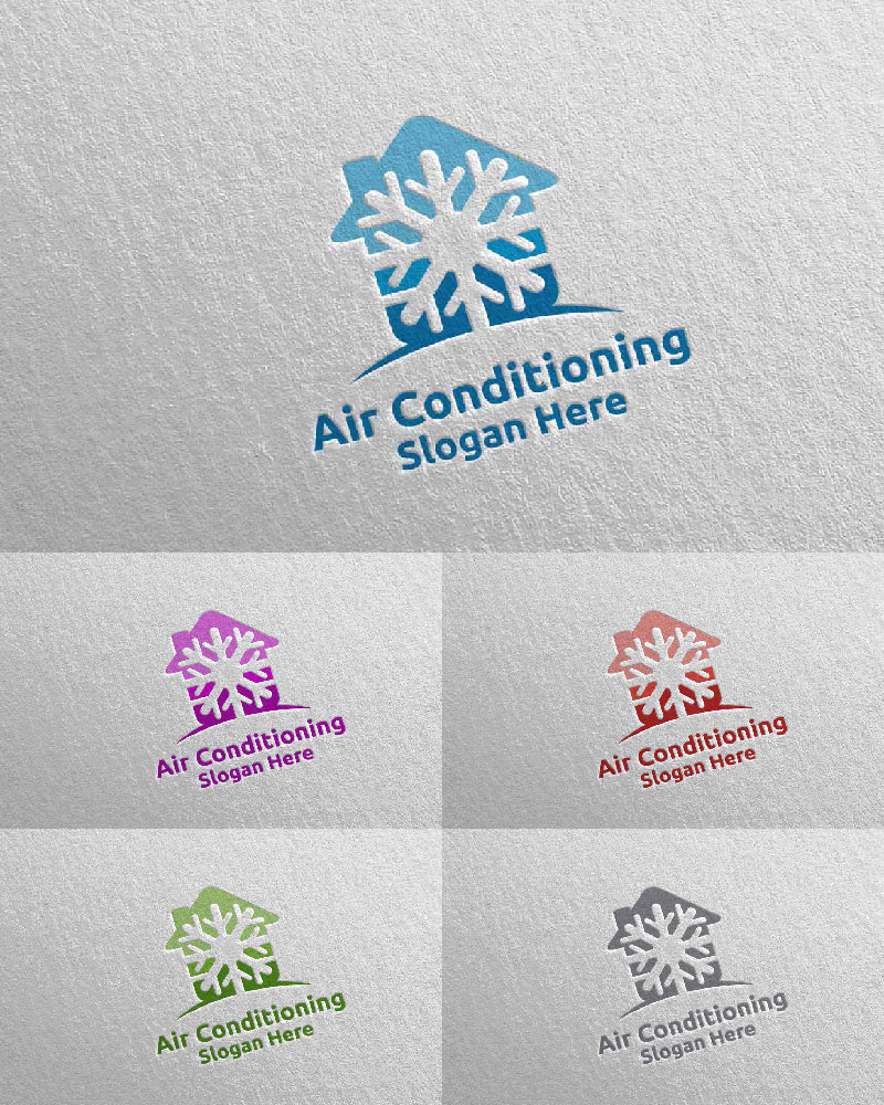 House Snow Air Conditioning and Heating Services 24 Logo Template