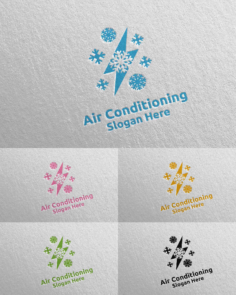 Thunder Snow Air Conditioning and Heating Services 28 Logo Template