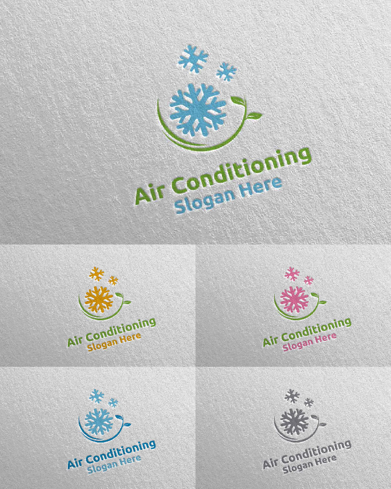 Green Snow Air Conditioning and Heating Services 32 Logo Template