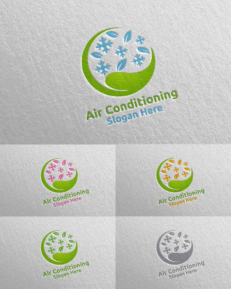 Green Snow Air Conditioning and Heating Services 30 Logo Template