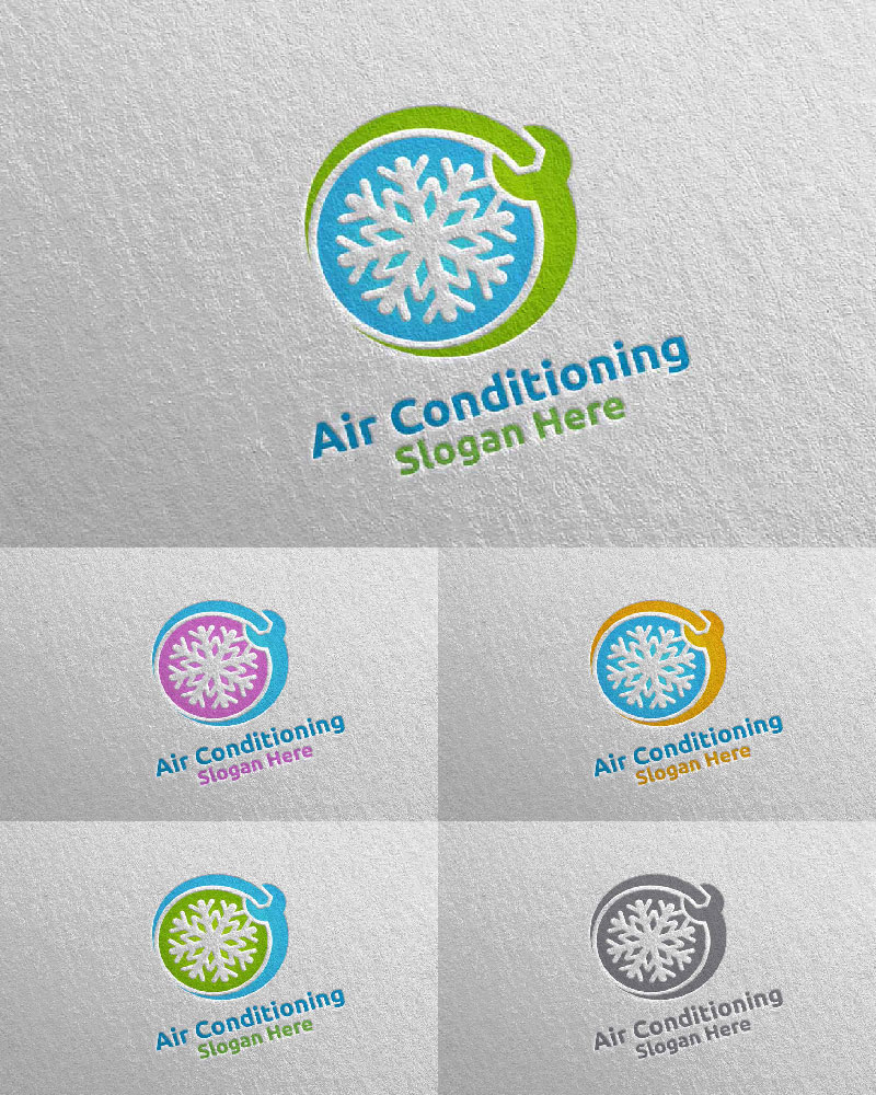 Fix Snow Air Conditioning and Heating Services 40 Logo Template