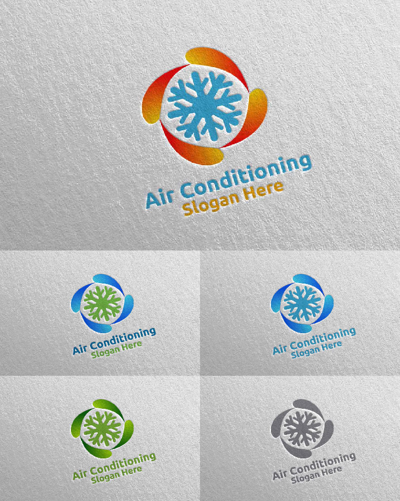 Snow Air Conditioning and Heating Services 38 Logo Template