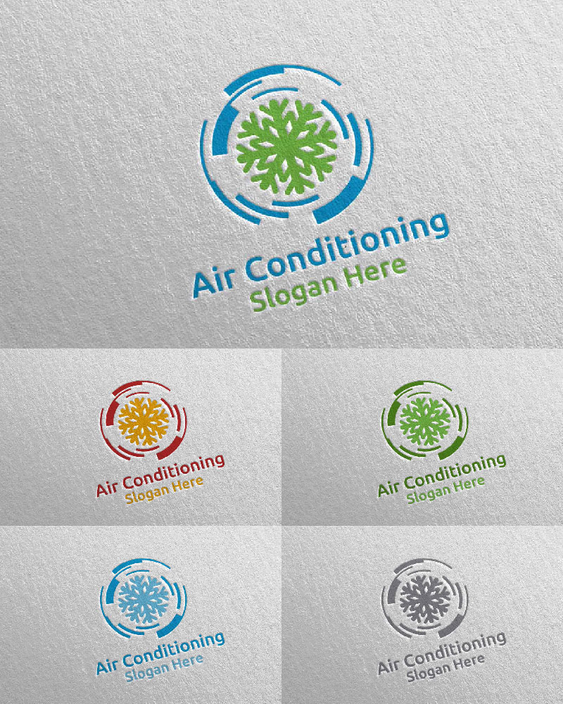 Snow Air Conditioning and Heating Services 36 Logo Template