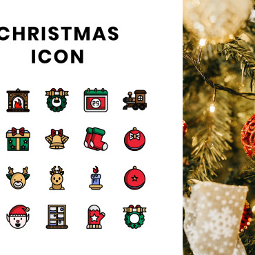 Setinvitationoutlinereindeersnowflakethinchampagnechristmas Lightschristmas Icon Sets 111054