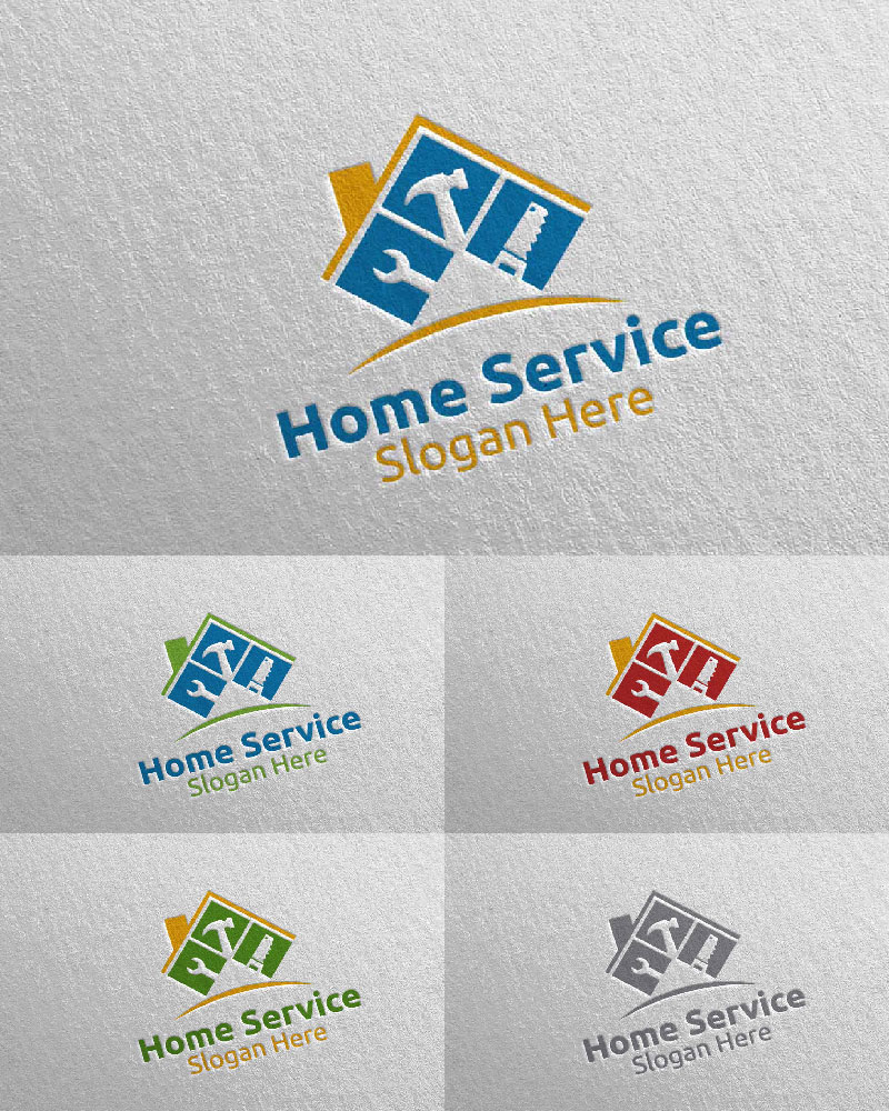 Real Estate and Fix Home Repair Services 6 Logo Template
