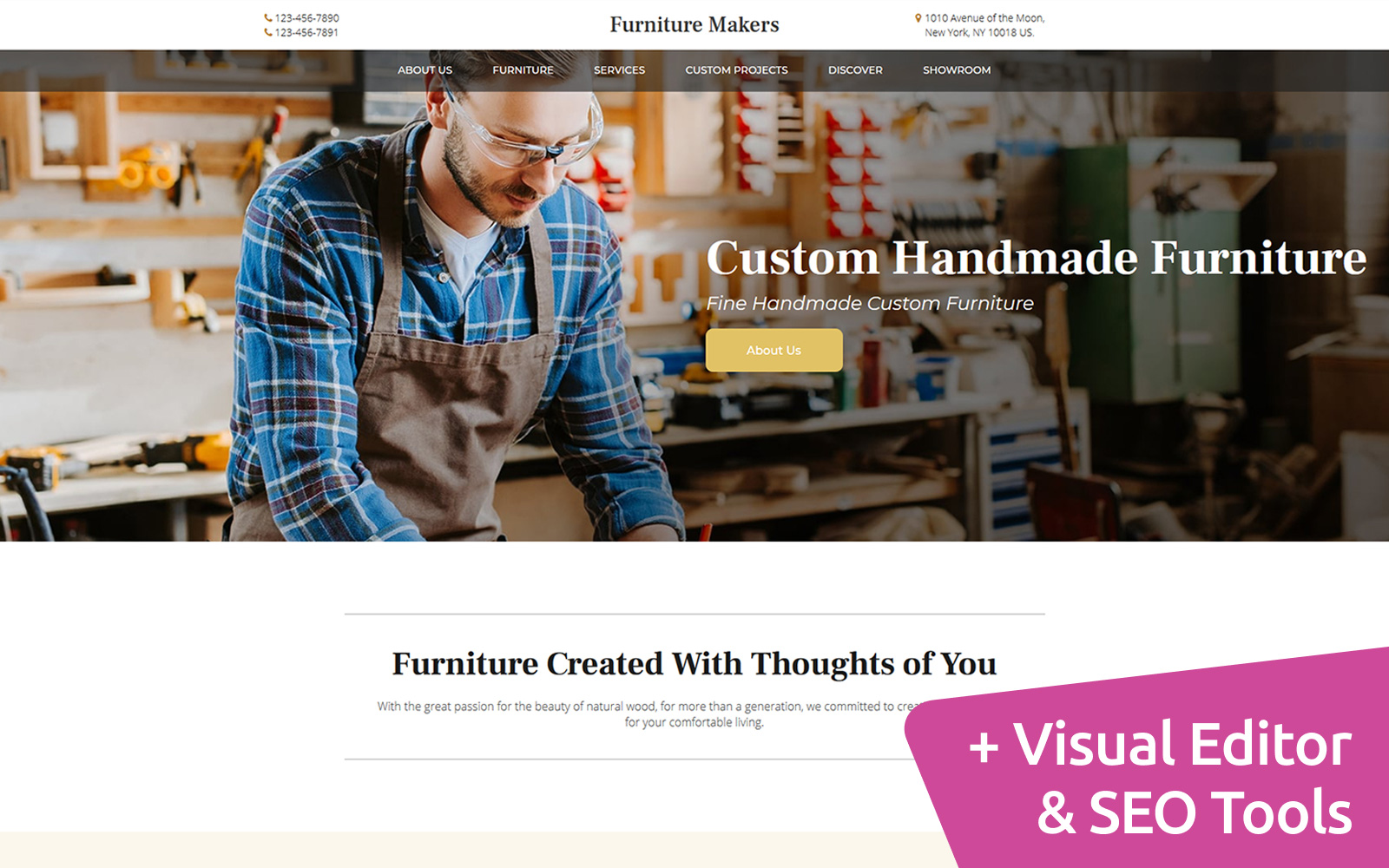 Furniture Makers MotoCMS Landing Page Template