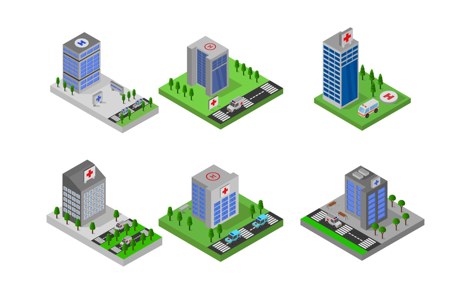 Isometric Hospital Set - Vector Image