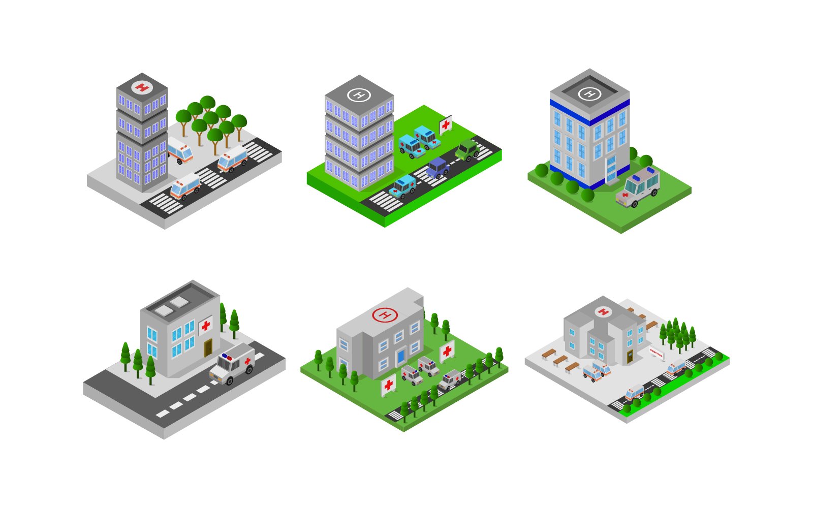 Isometric Hospital Set - Vector Image