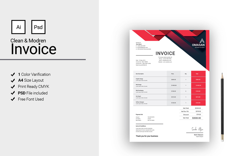 Invoice - Modern 3D Design Template