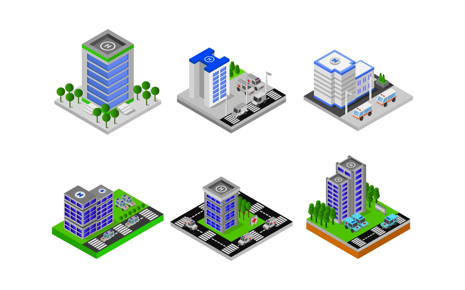 Isometric Hospital Set - Vector Image