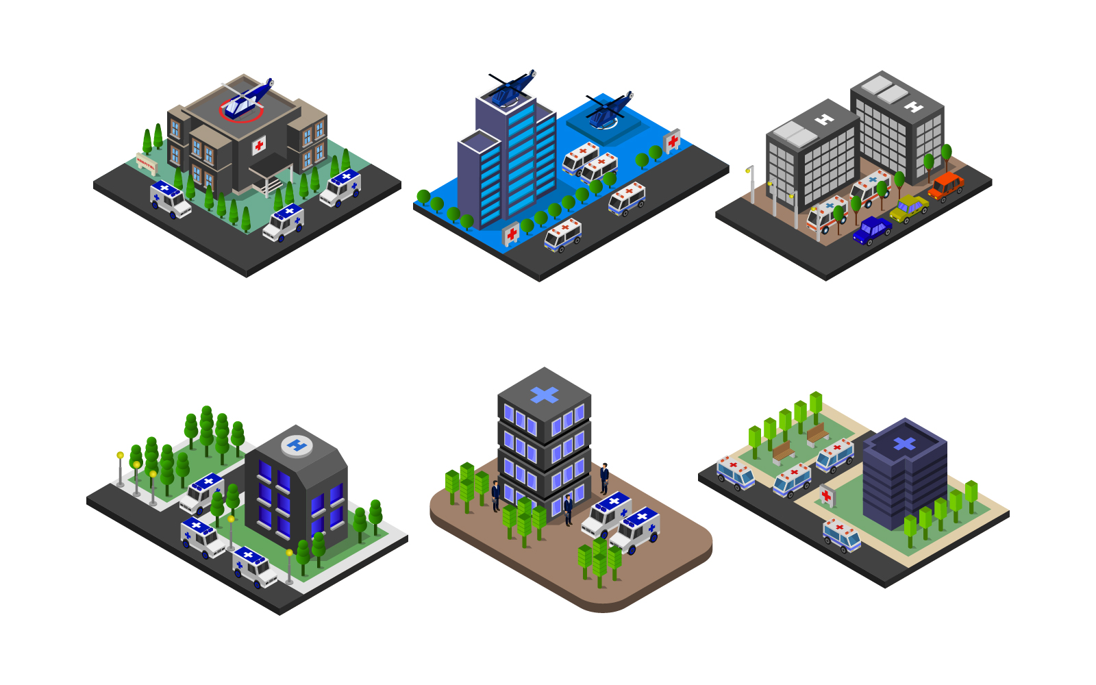 Isometric Hospital Set - Vector Image