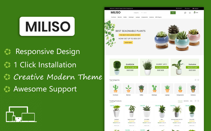 Miliso Plants Ecommerce Shopping OpenCart Template