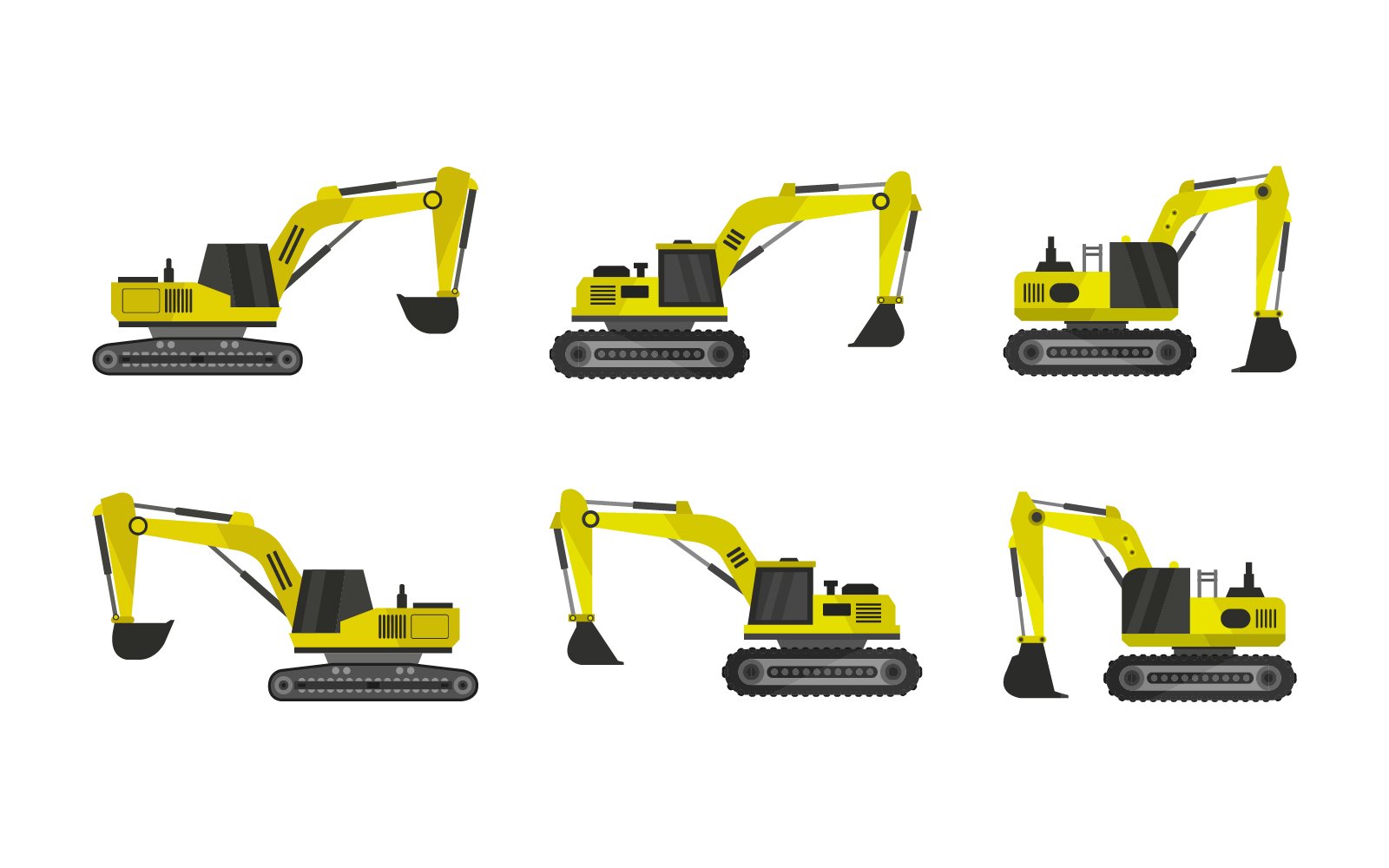 Set Of Illustrated Excavator - Vector Image