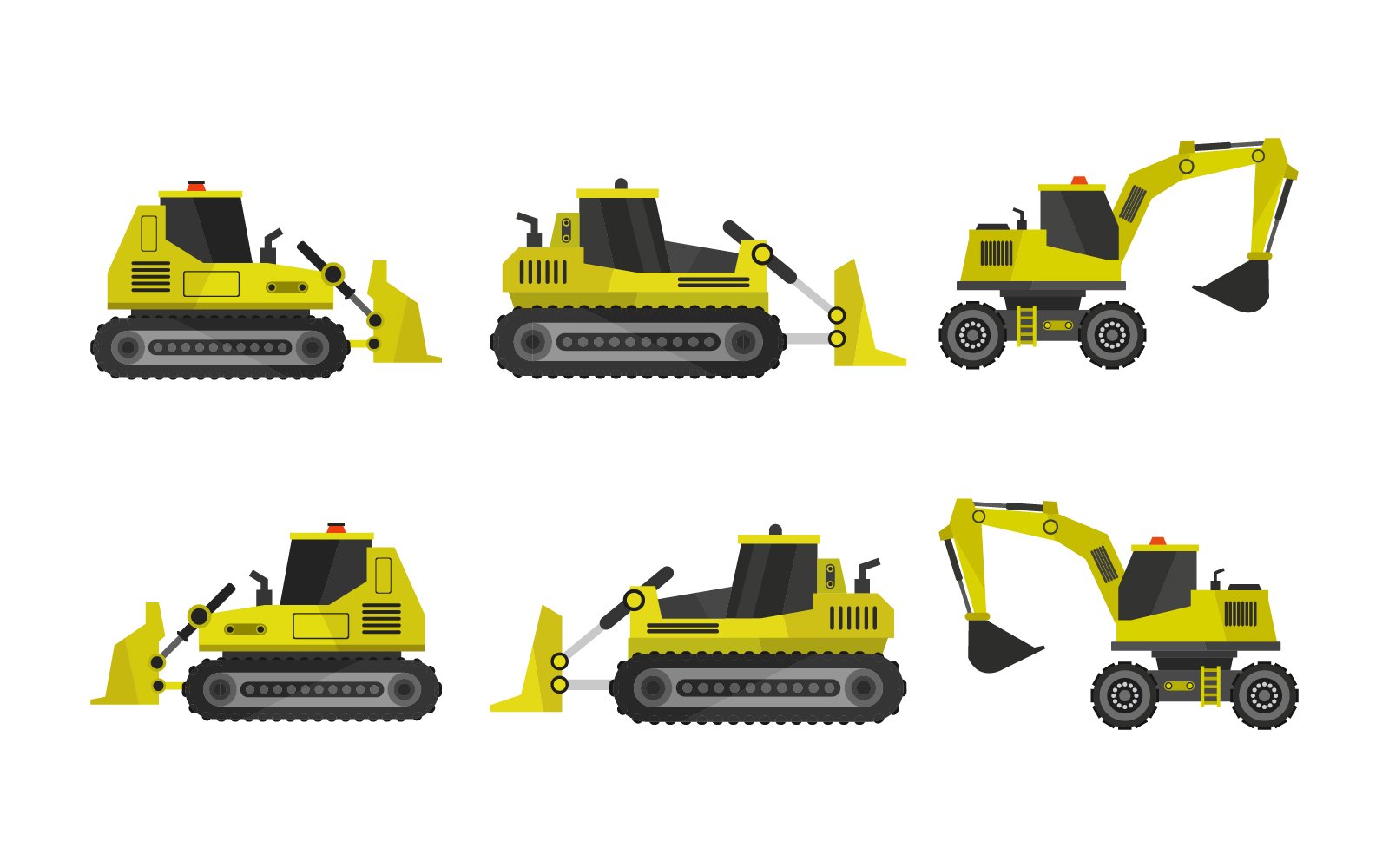 Set Of Illustrated Excavator - Vector Image