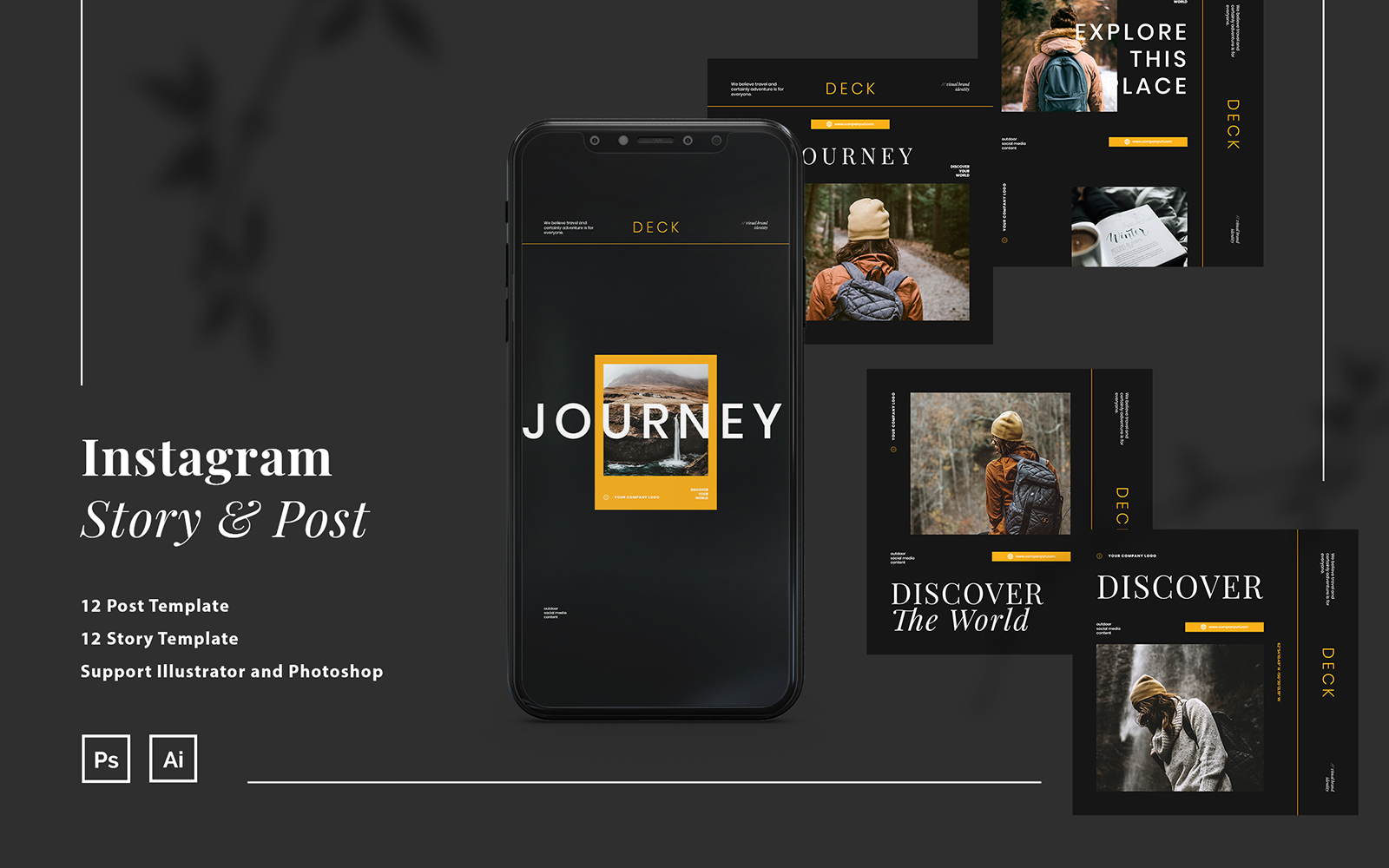 Backpacker Outdoor Instagram Ads Story & Post Template for Social Media