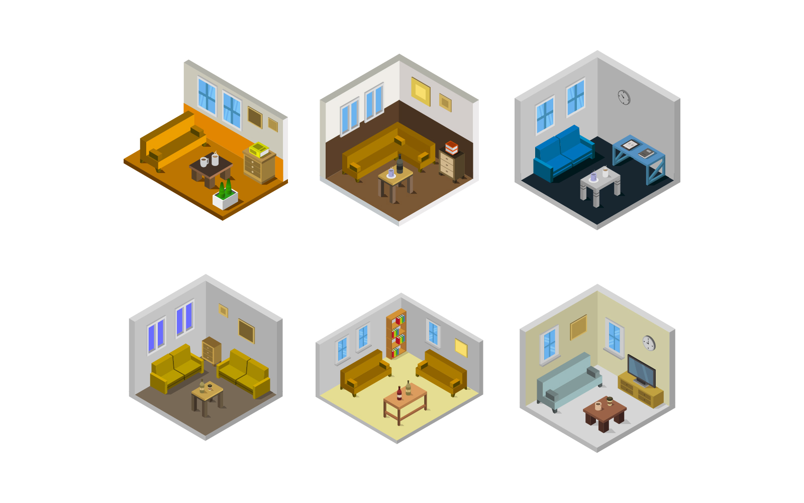 Isometric Lounge Room - Vector Image