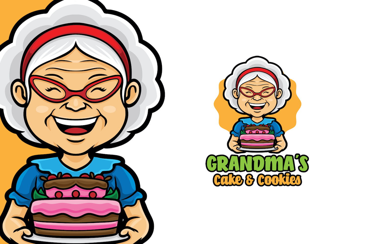 Grandma Cake Mascot Logo Template