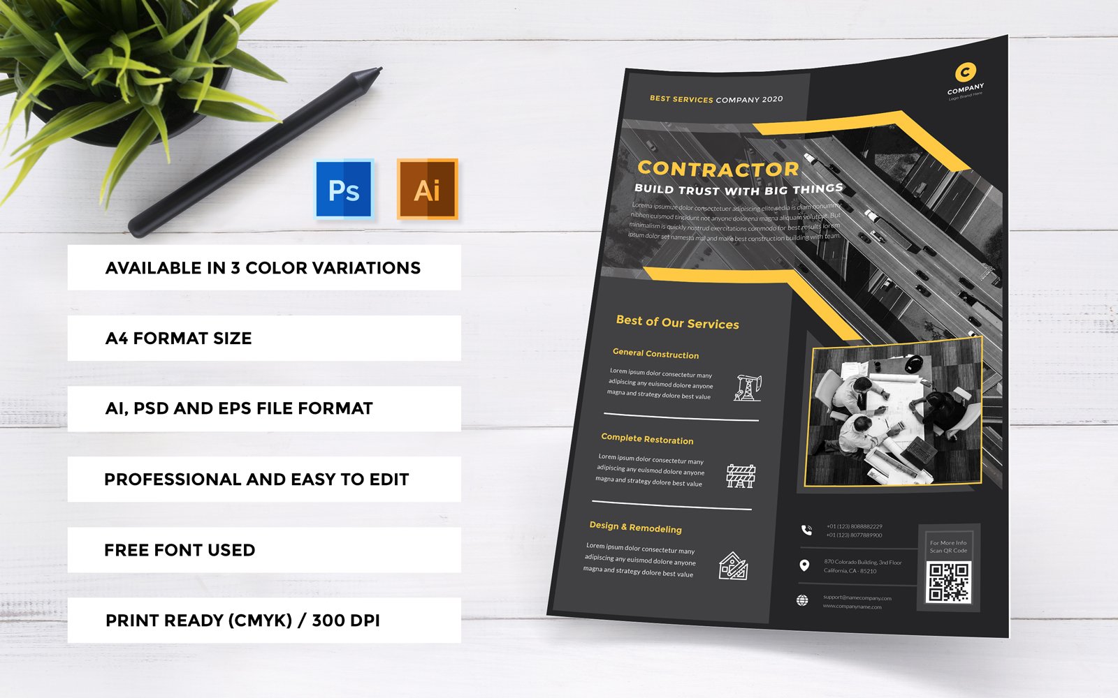 Contractor – Multipurpose Business Flyer - Corporate Identity Template