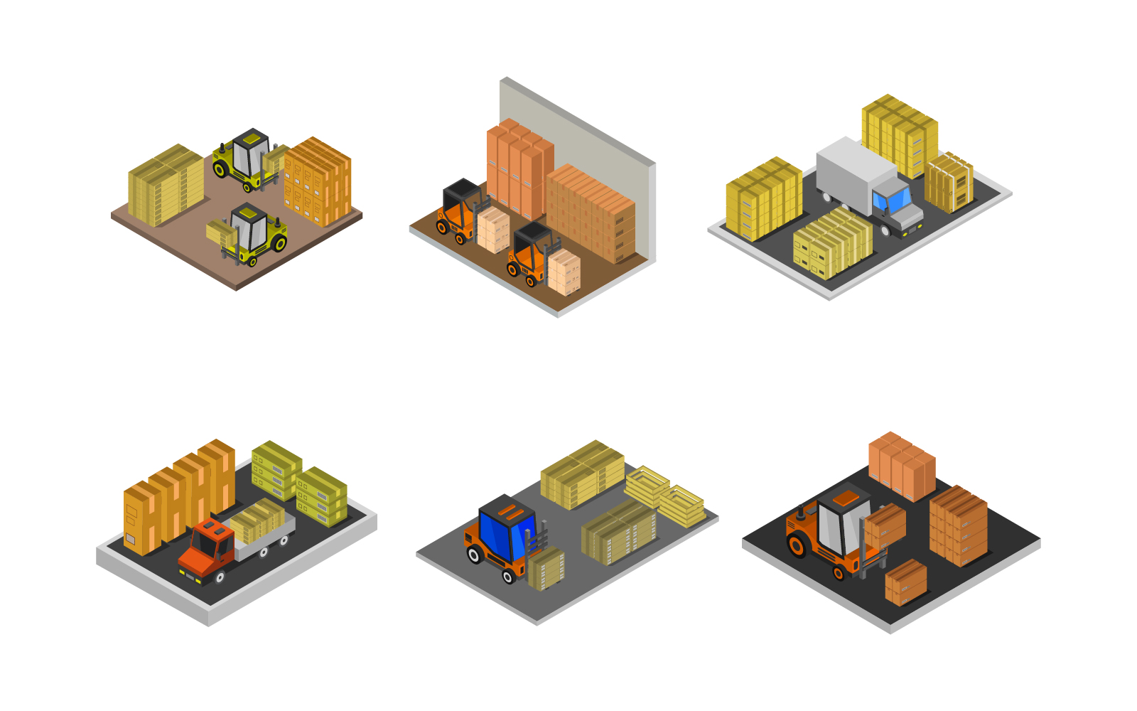 Isometric Warehouse Set - Vector Image