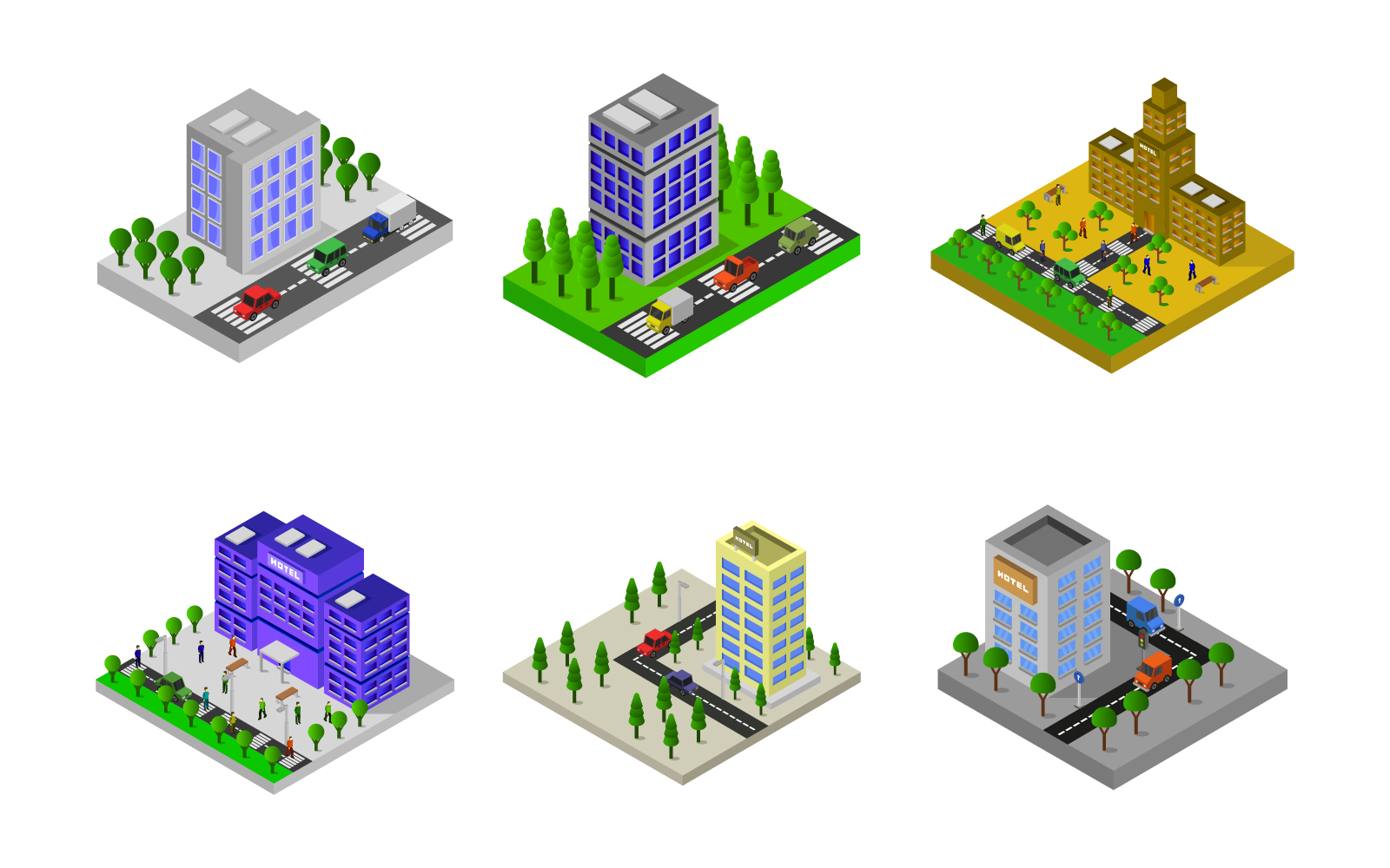 Isometric Hotel Set - Vector Image