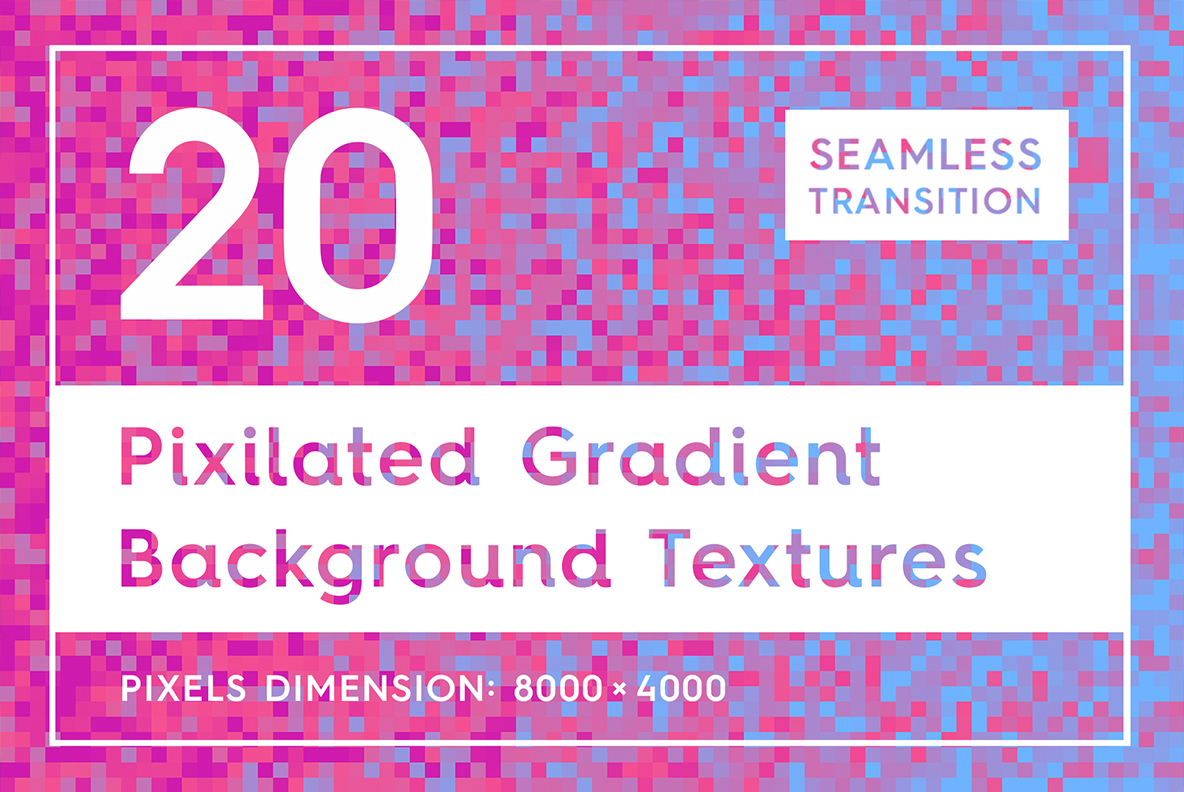 20 Seamless Pixilated Gradient Textures Background