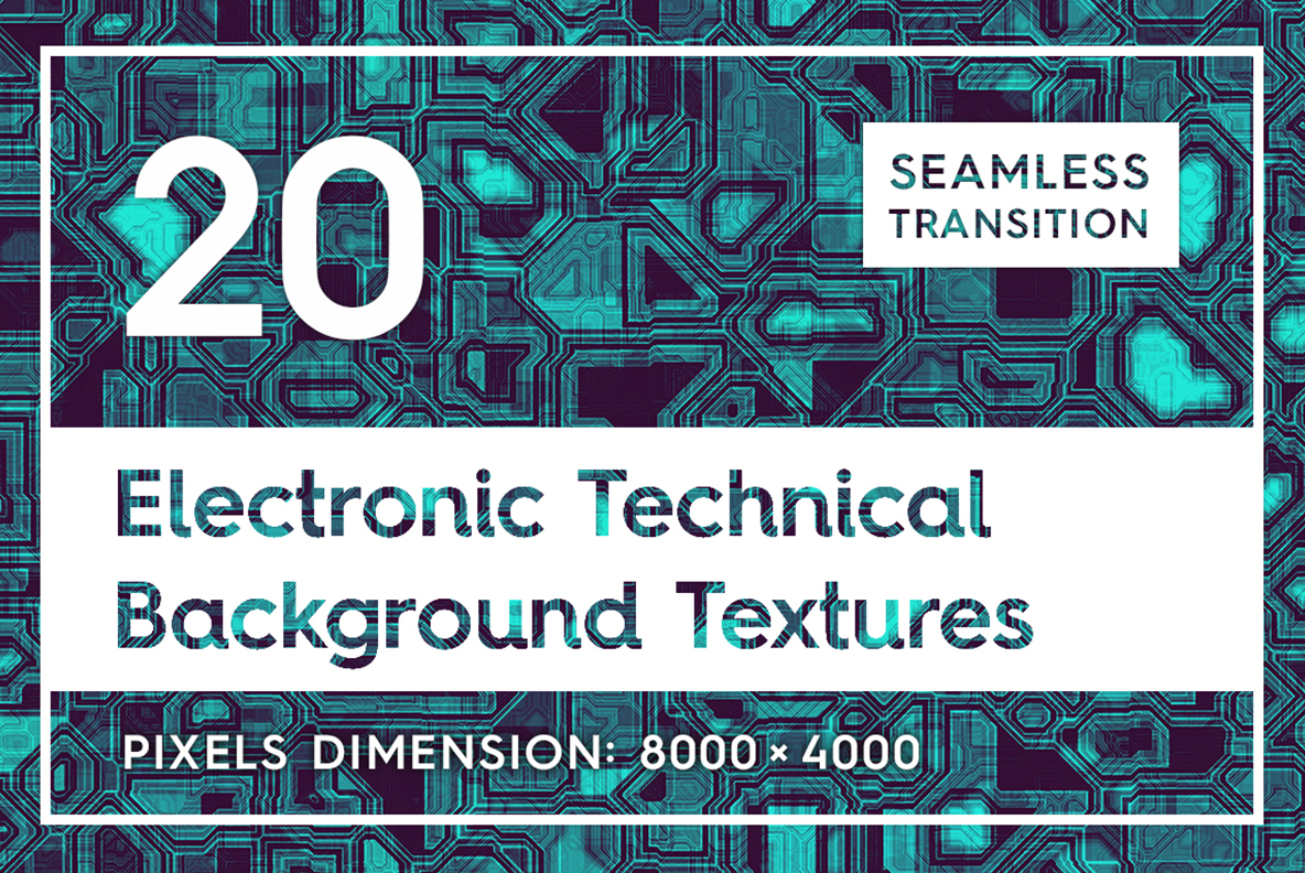 20 Seamless Electronic Technical Textures Background