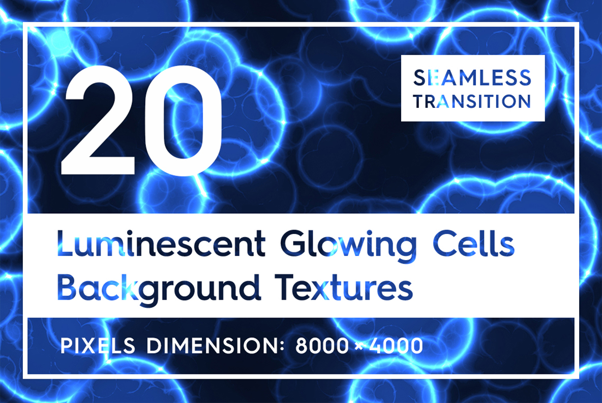 20 Seamless Luminescent Glowing Cells Textures Background