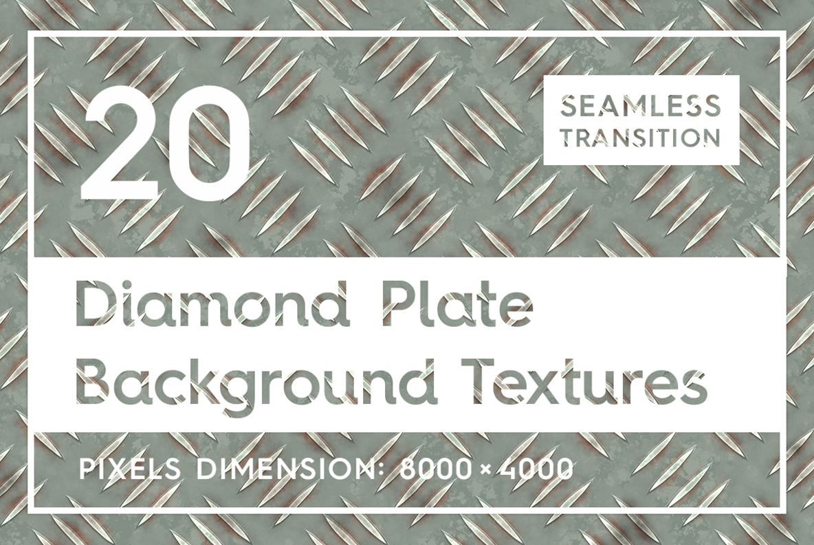 20 Seamless Metal Diamond Plate Textures Background