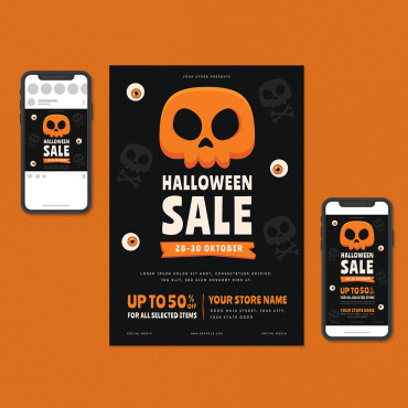Templatepumpkinsalesalessavingsscarytemplatetemplatestreat  Corporate Identity 113824