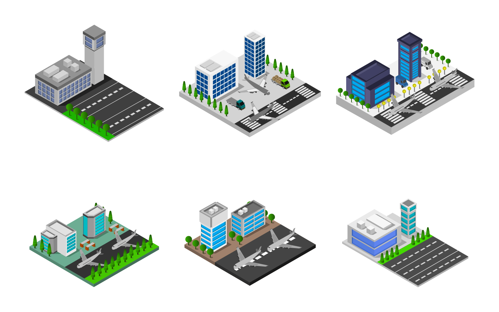 Isometric Airport Set - Vector Image