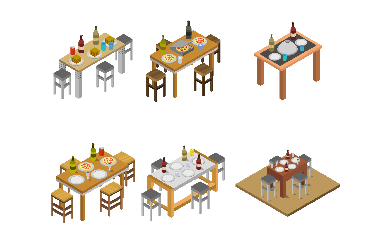 Isometric Kitchen Table Set - Vector Image