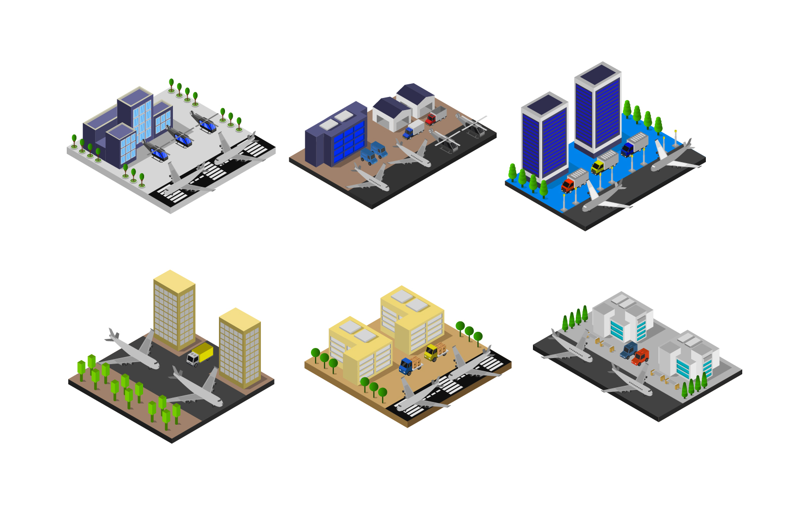 Isometric Airport Set - Vector Image