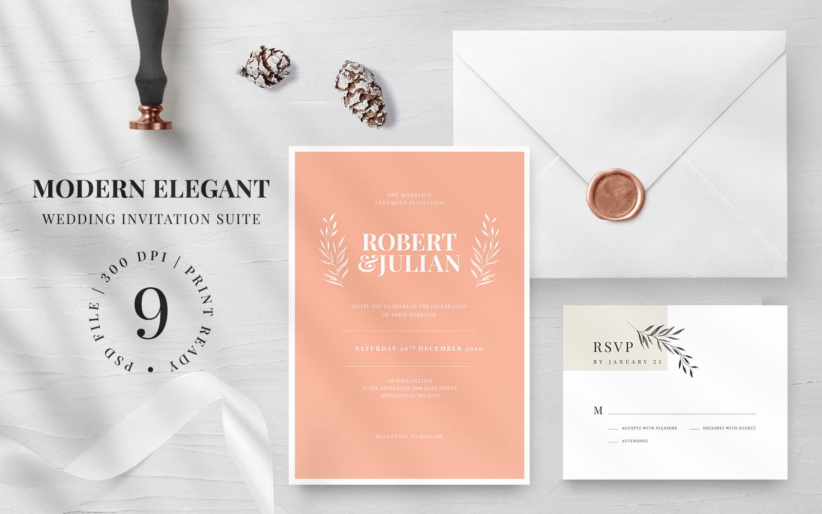 Modern Elegant Wedding Invitation Suite - Corporate Identity Template
