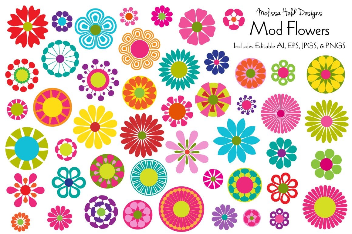 Mod Flowers Vector - Illustration