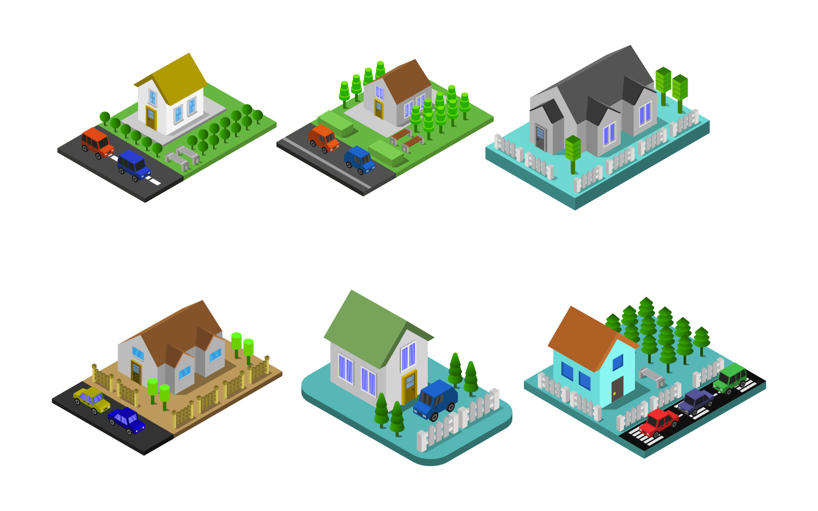 Set Of Isometric Houses - Vector Image