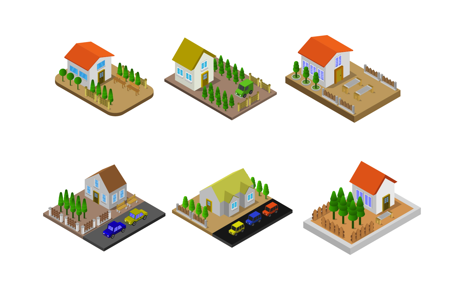 Set Of Isometric Houses - Vector Image