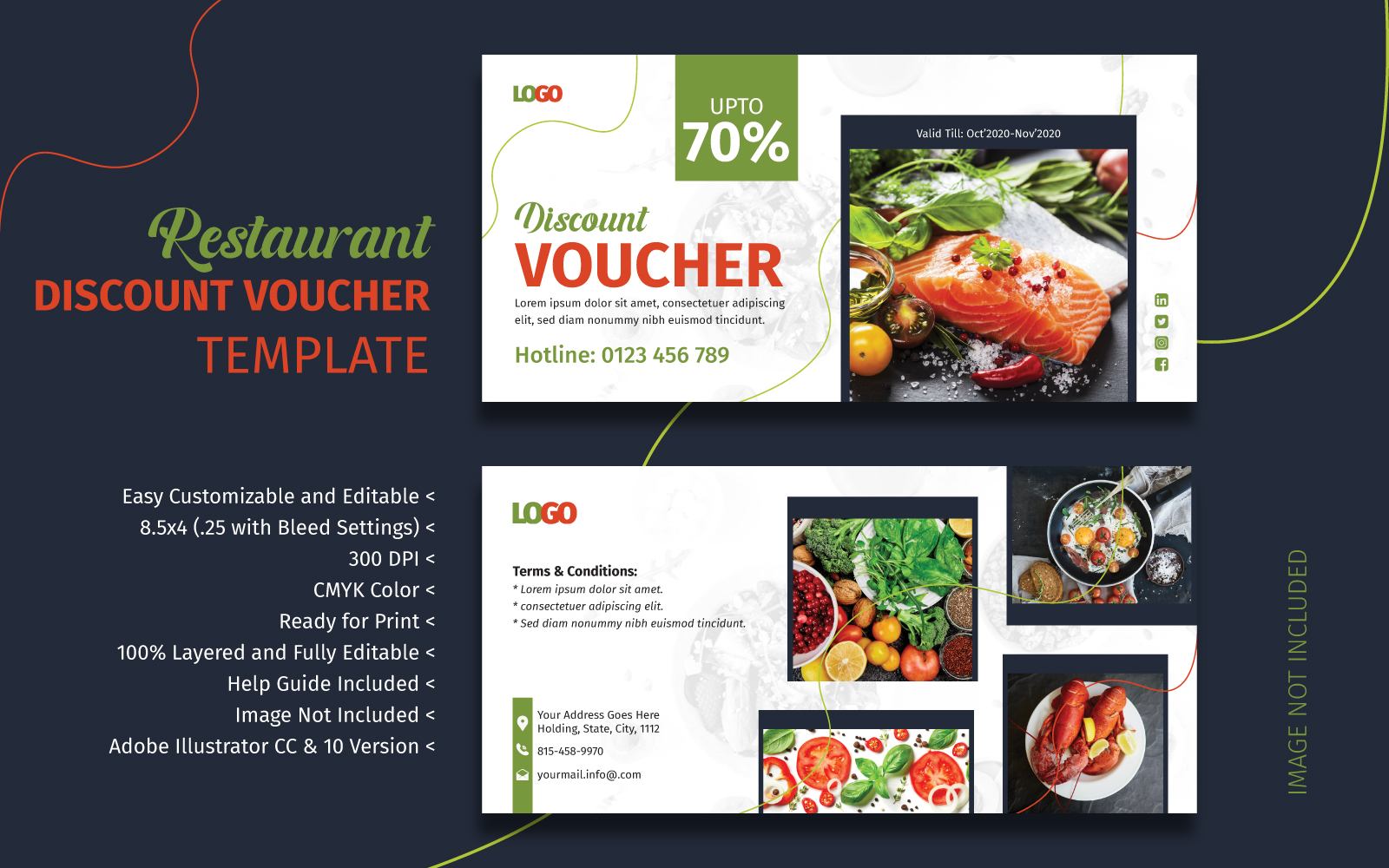 Restaurant Discount Voucher Template - Vector Image
