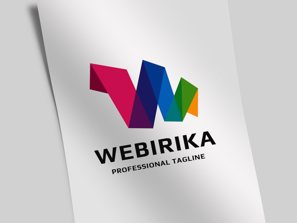 Web Colorful Folded Letter W Logo Template