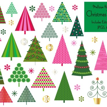 Trees Christmas Illustrations Templates 115049