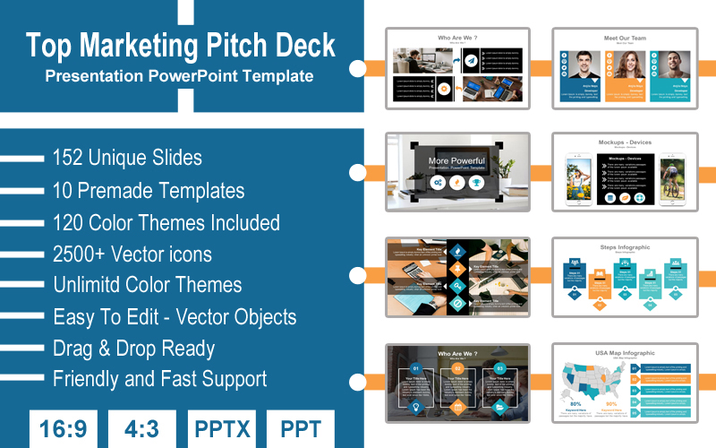 Top Marketing Pitch Deck Presentation PowerPoint template
