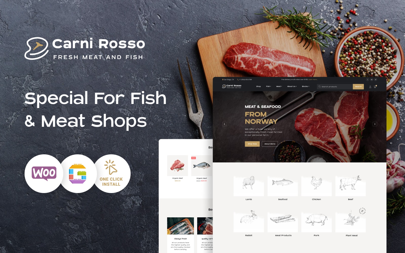 Fish and Meat WooCommerce Theme - Carni Rosso