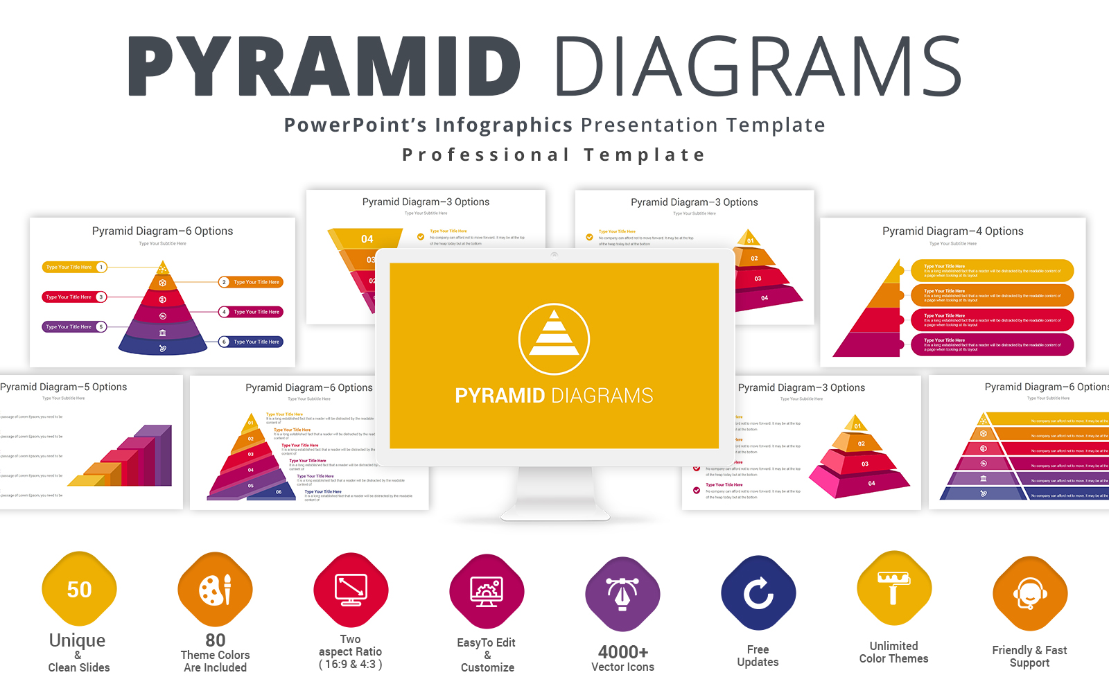 Pyramid Diagram Presentation PowerPoint template