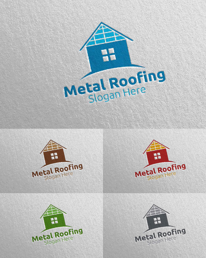 Real Estate Metal Roofing 5 Logo Template