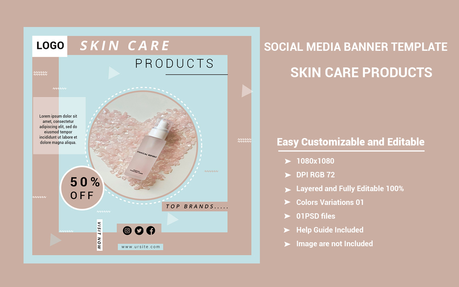 Skin Care Products Banner Social Media Template
